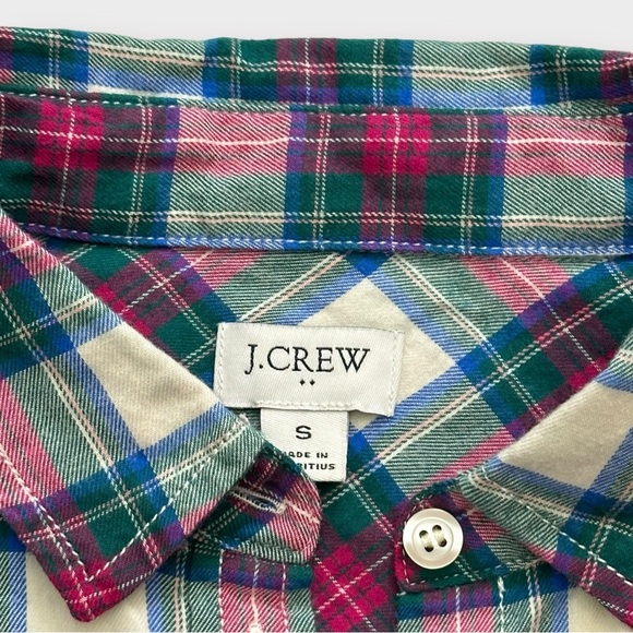 J.Crew Plaid‎ Long Sleeve Button Down Flannel Shirt Size Small Boyfriend Fit - Picture 4 of 6